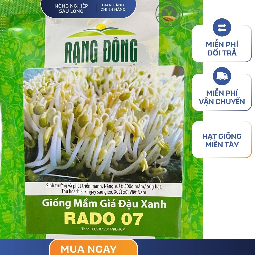 GÓI 50 GRAM - HẠT GIỐNG RAU MẦM GIÁ ĐẬU XANH RADO 07 RẠNG ĐÔNG