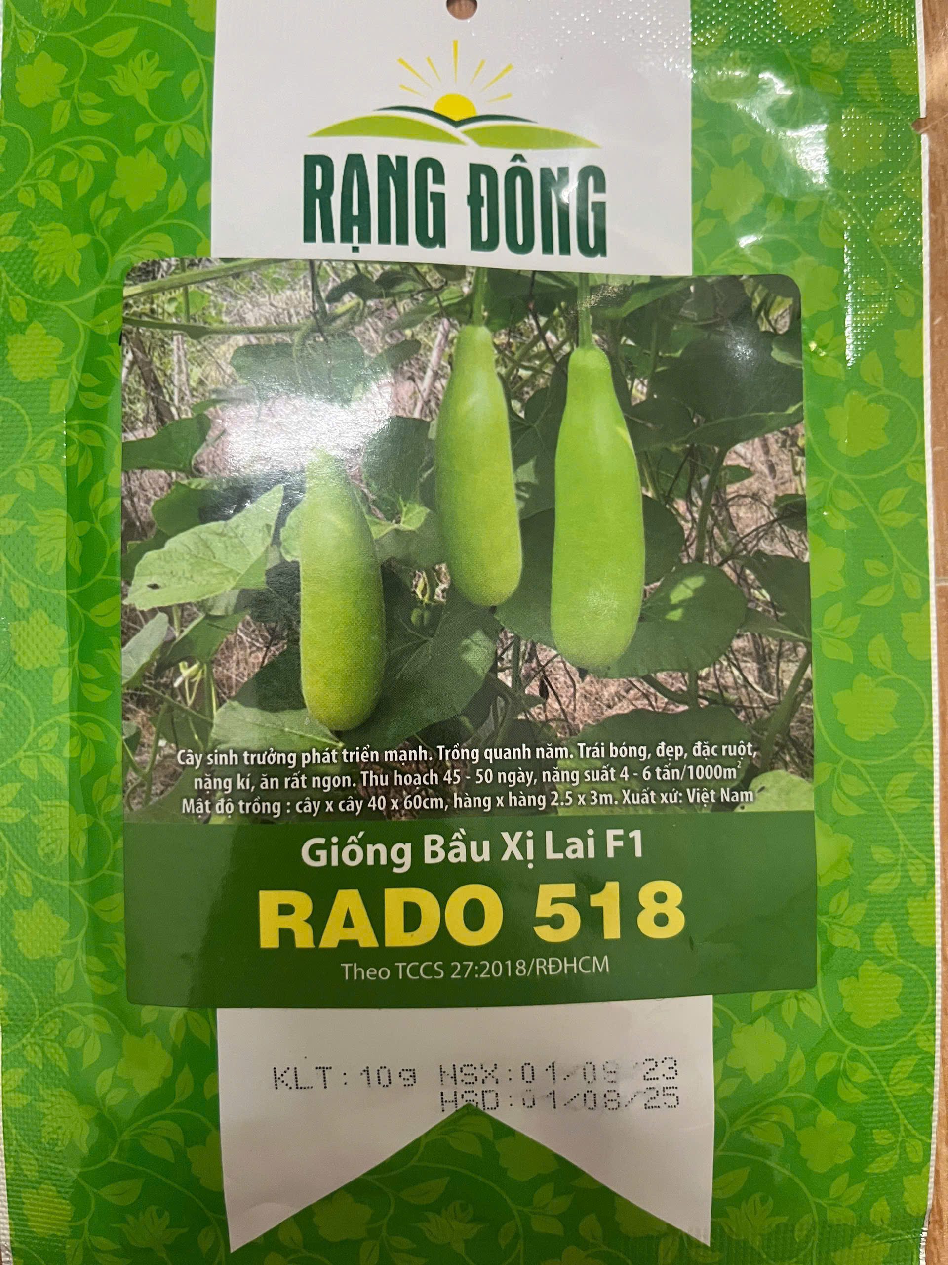 GÓI 10 HẠT - HẠT GIỐNG BẦU XỊ LAI F1 RADO 518 RẠNG ĐÔNG