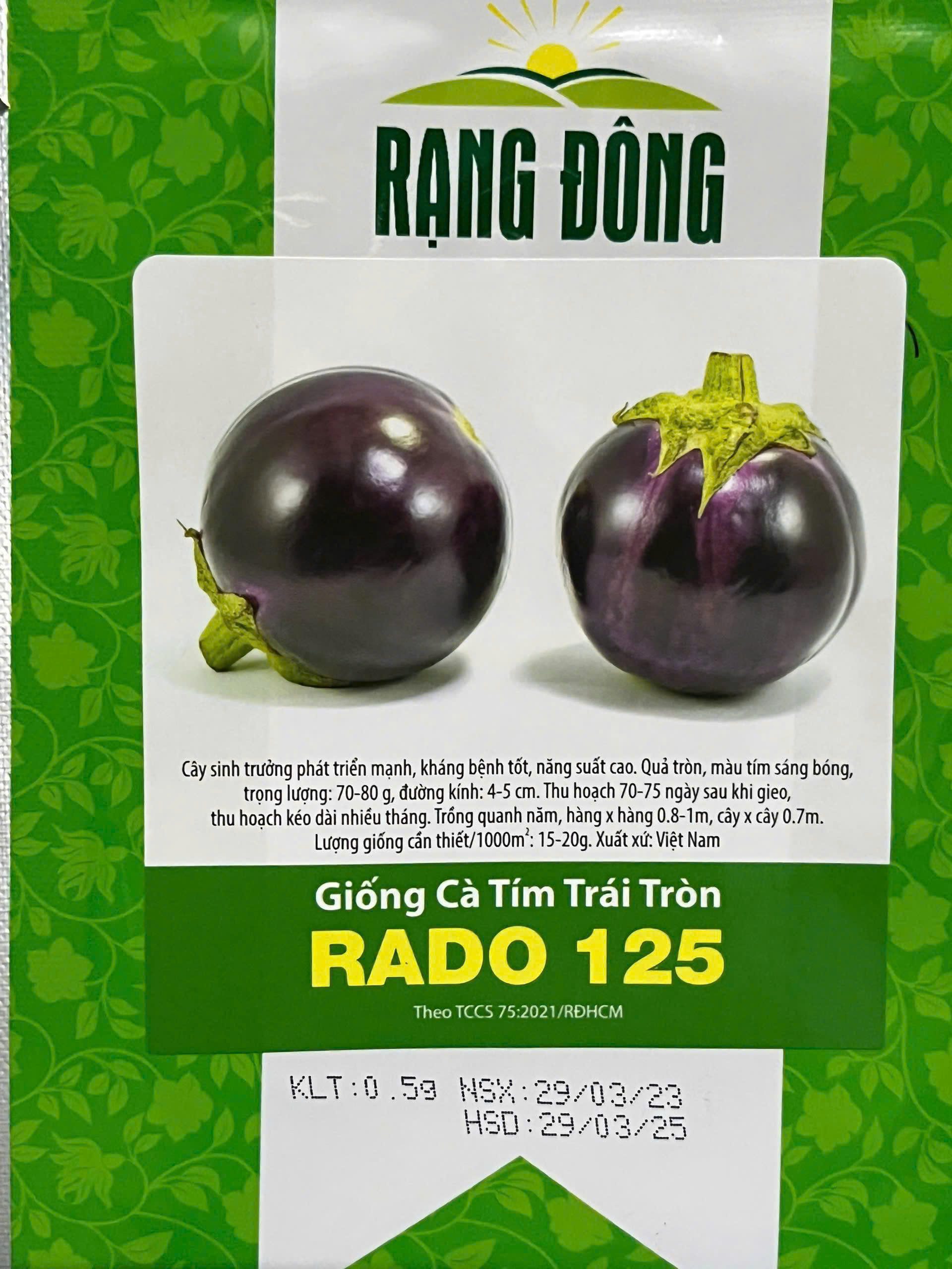 GÓI 0.5 GRAM - HẠT GIỐNG CÀ TÍM TRÁI TRÒN RADO 125 RẠNG ĐÔNG