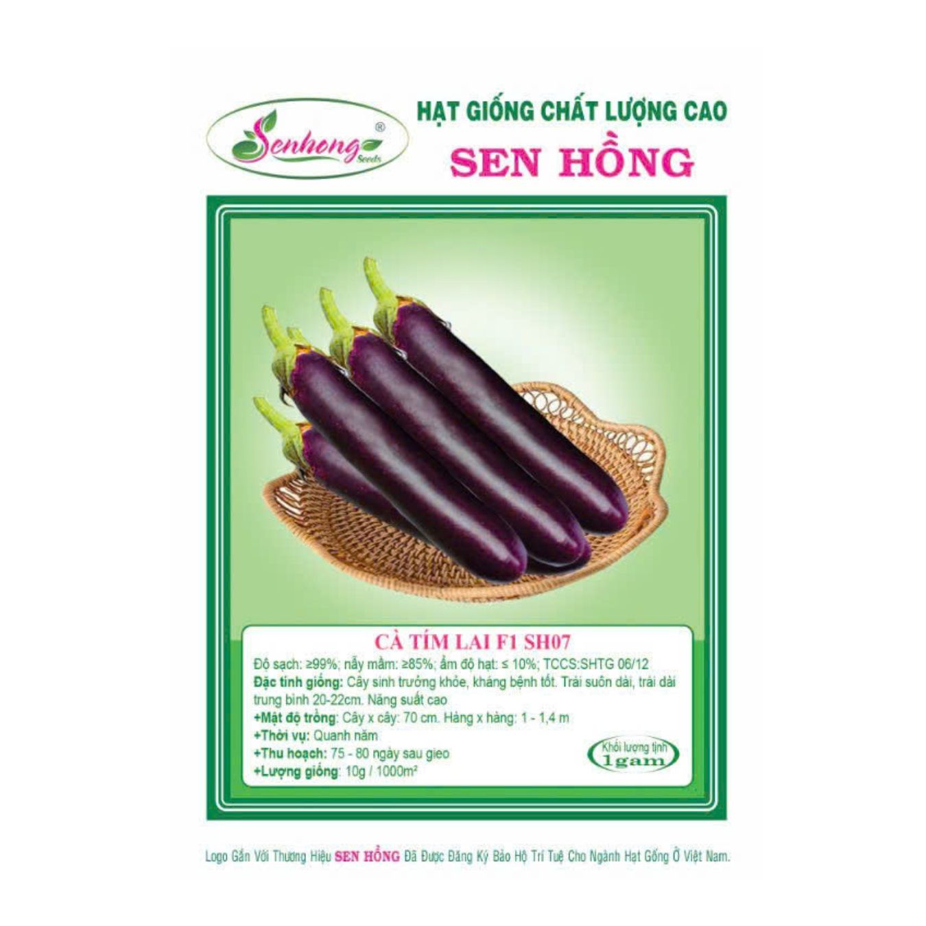 Gói 1gr Hạt giống Cà tím SH07 Sen Hồng