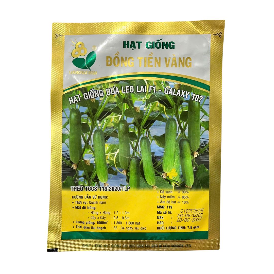 Gói 7.5g Hạt Giống Dưa leo Galaxy 107 Đồng Tiền Vàng