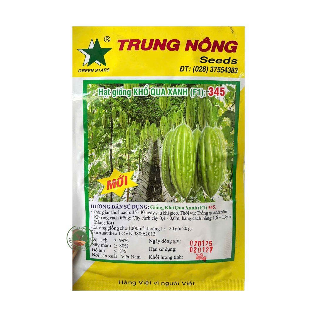 Gói 20GR Hạt Giống Khổ Qua Xanh 345 – Dễ Gieo Trồng, Phù Hợp Trồng Rau Màu