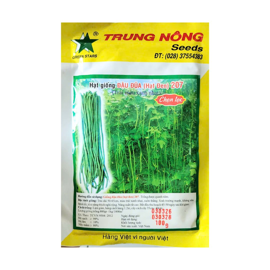 Gói 100GR Hạt Giống Đậu Đũa Hạt Đen 207 – Hạt Giống Đậu Đũa, Quy Cách Lớn