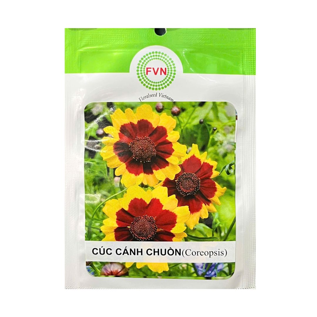 Gói 0.5G Hạt Giống Hoa Cúc Cánh Chuồn Coreopsis – Cánh Đỏ Viền Vàng, Thu Hút Ong Bướm, Dễ Trồng