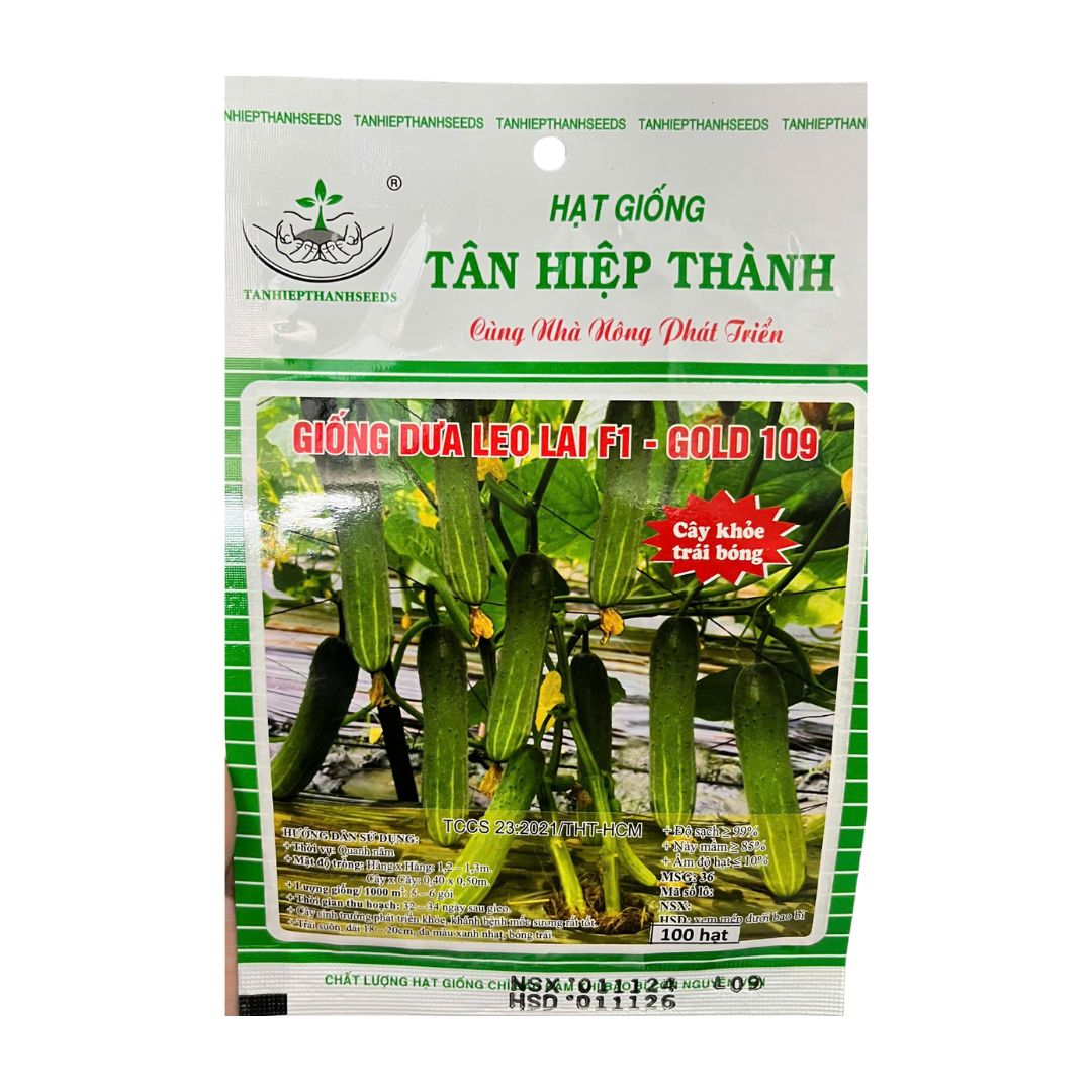 Hạt Giống Dưa Leo F1 GOLD 109 Gói 100 Hạt – Cây Khỏe, Trái Đẹp, Sai Trái, Năng Suất Cao